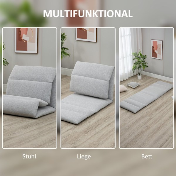 Lattiatuoli, Lattiatuoli 5-Tasolla Säädettävällä Selkänojalla, Taitettava Lattiasohva Kallistustoiminnolla, Lattiatyyny