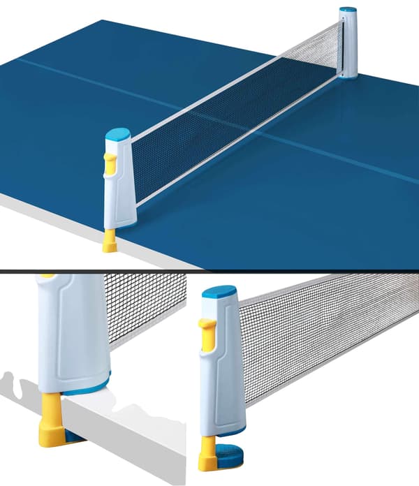 Bärbart bordtennisset med justerbart nät och paddlar