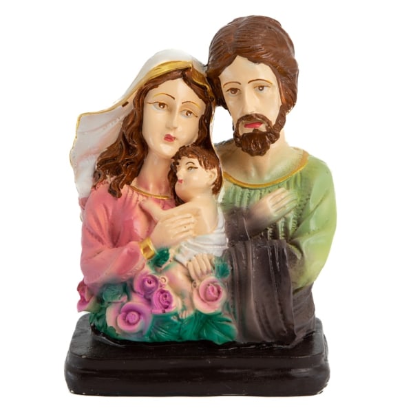 Staty av Maria och Josef med Jesusbarnet - Handmålad (14 cm)