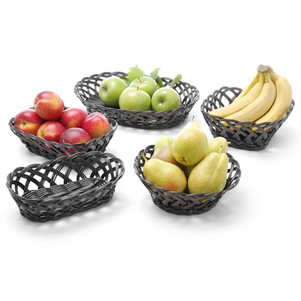 Korgbehållare för frukt och grönsaker, flätad, oval, 320x230x55 mm - Hendi 426265