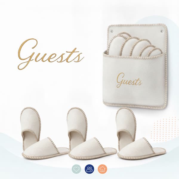 Filtgästtofflor, set med 6 par, beige, halkfri sula