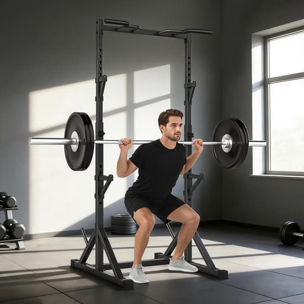 Justerbar knäböjsställning med pull-up-stång, 200 kg, svart