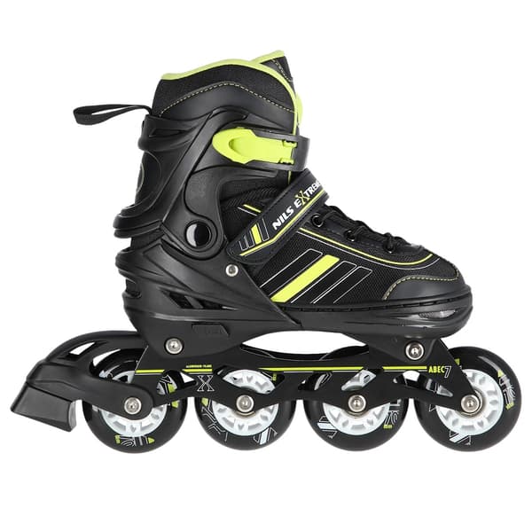 2-i-1 inline & skøjter, sort/lime, størrelse L (39-43)