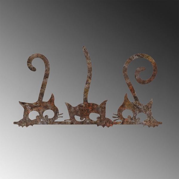 Koristeellinen metalliseinätarvikkeet Rusty Cats 1