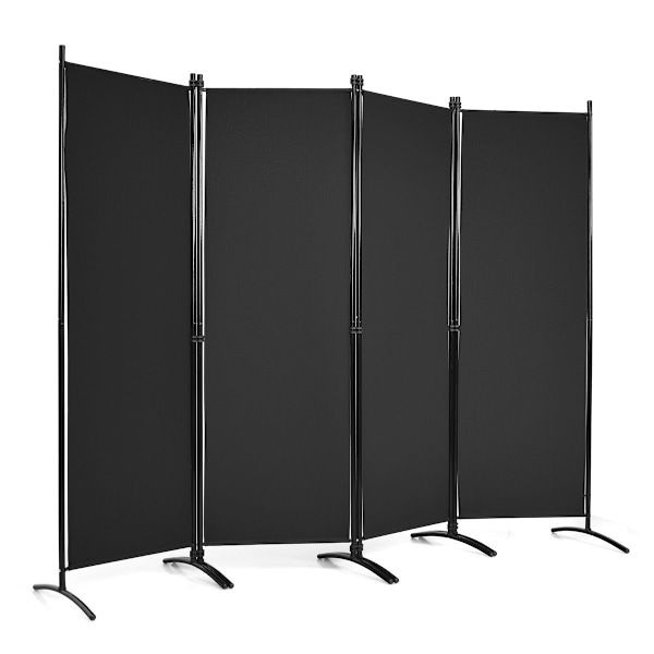 4-delt foldbar skillevæg privatskærm til hjemmet, kontor 220 x 51 x 173 cm sort