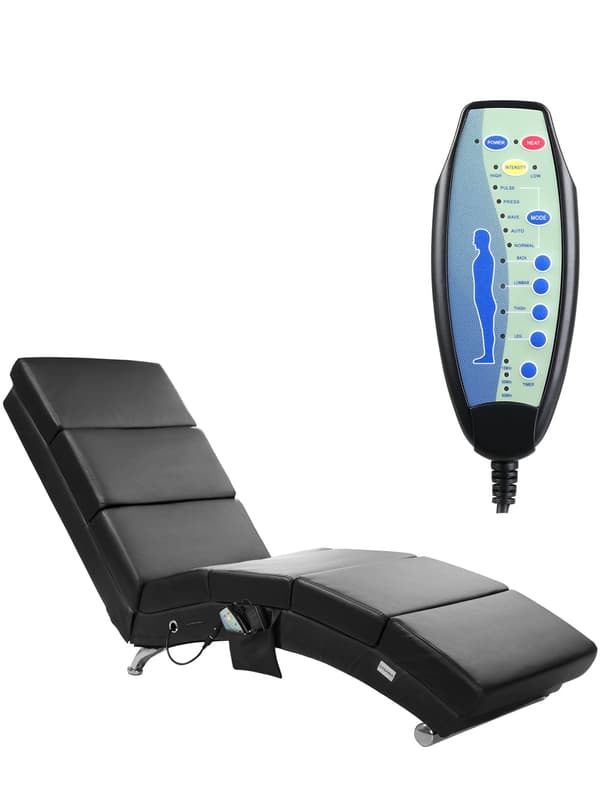 Massagestol med varme – sort, 8 punkter, 5 tilstande