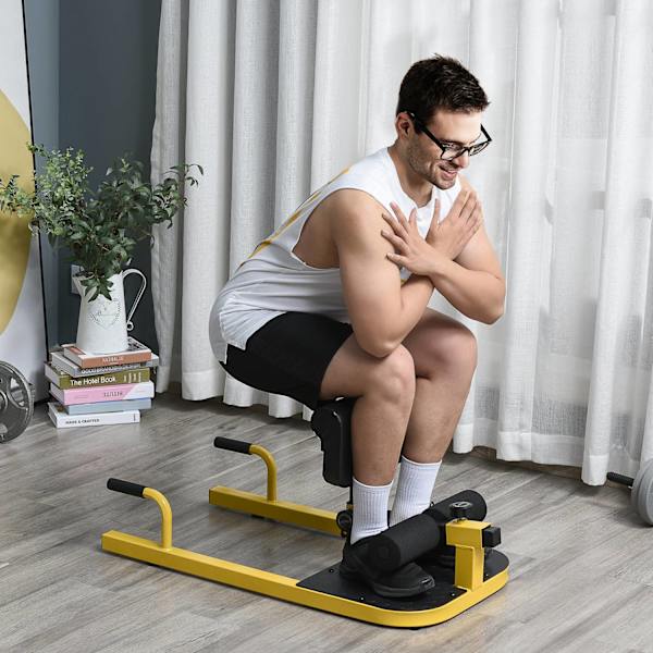 Sissy Squat Squat Trainer Ben Trainer Mave Balder Trainer 3 I 1 Trainer Justerbar Op Til 120 Kg Stål Gul + Sort 50 X 97 X (44,5-56,5) Cm