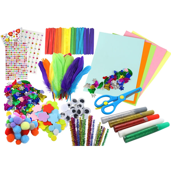 Creative Fun Kit: tarroja, pomponeja, höyheniä ja glitteriä