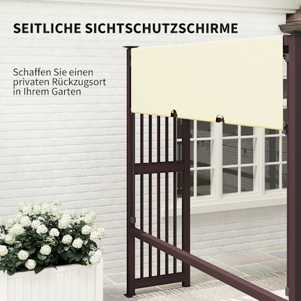 Pergola Gazebo 3x2,5m UV 30+Stabil Vintertät solskydd med justerbart skjutbart tak Sekretess Skärmplantor Fristående Trädgård Gazebo uteplats kapell f