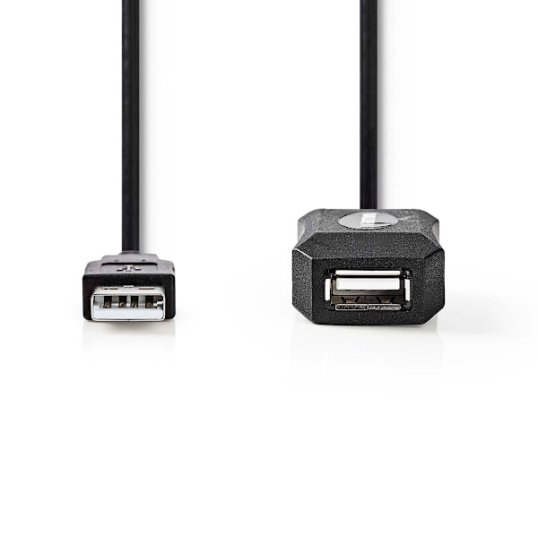 Aktiivinen USB-kaapeli | USB 2.0 | USB-A Uros | USB-A Naaras | 480 Mbps | 20.0 m | Pyöreä | Niklattu | PVC | Kupari | Label