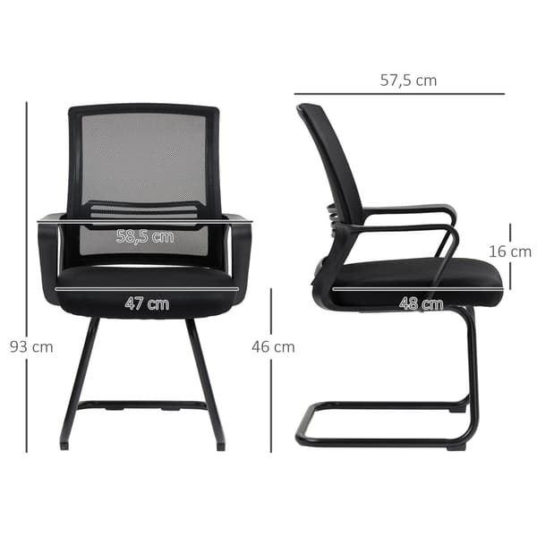 Ergonomisk netstol, skum, metalben, sort