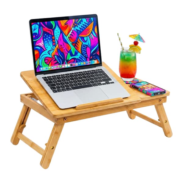 Bambu laptopstativ med justerbar höjd och ventilation