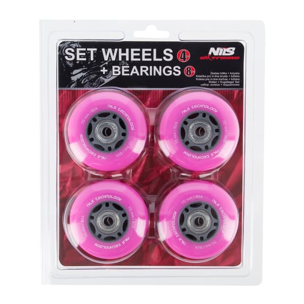 Pink 70x24 82A hjul (4) + ABEC-7 lejer (8) sæt