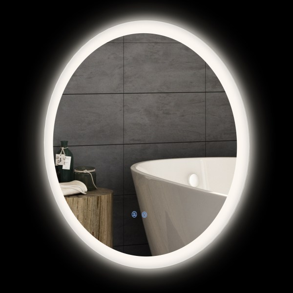 kleankin badrumsspegel Belyst väggspegel med 3 ljusfärger, Ø70 c