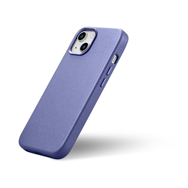 Naturligt læder cover til iPhone 14 MagSafe Cover Lædercover lys lilla