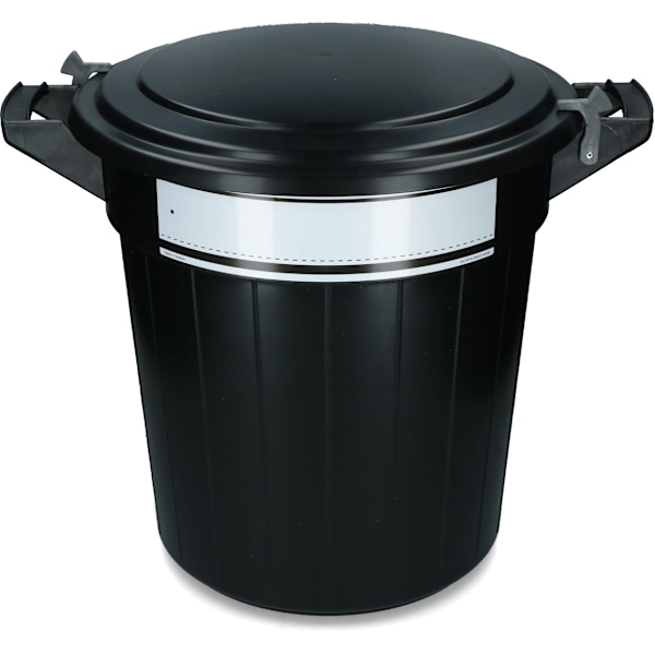 Förvaringshink 80 l svart, lock, lås och skrivlapp