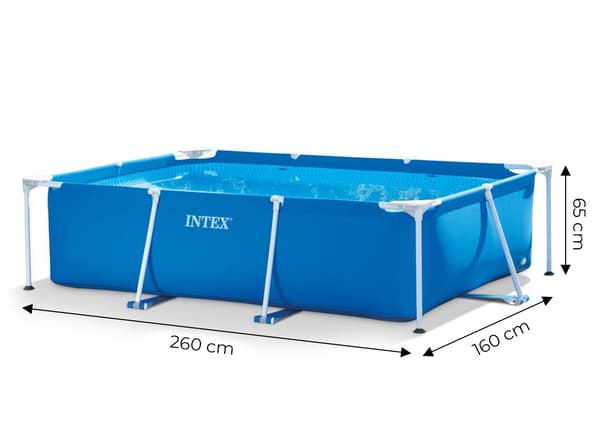 Reol, rektangulær, havepool, 2,6x1,6 m