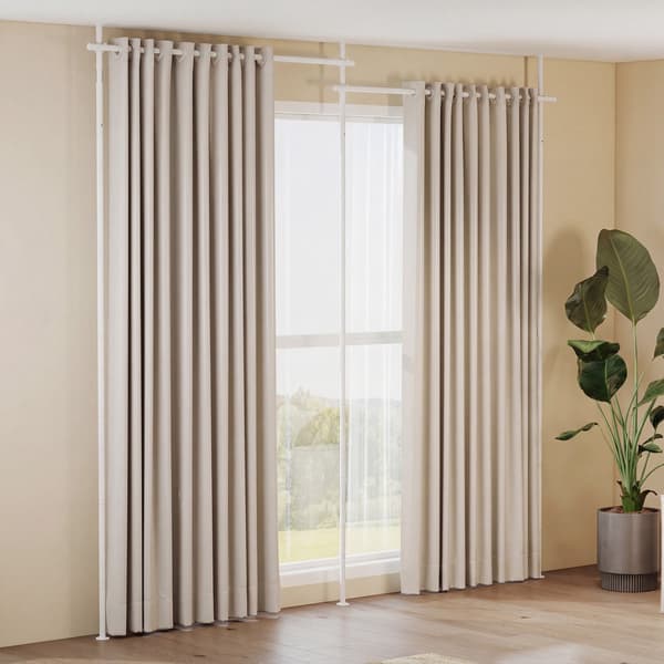 Justerbar rumsavdelare gardinstång, vit, 1,2-3 m