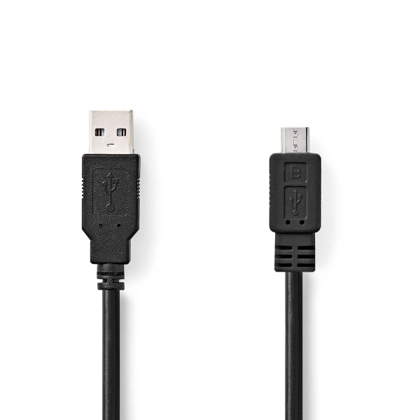 USB-kabel | USB 2.0 | USB-A Han | USB Micro-B han | 480 Mbps | Nikkelplateret | 1.00 m | Runde | PVC | Sort | Box