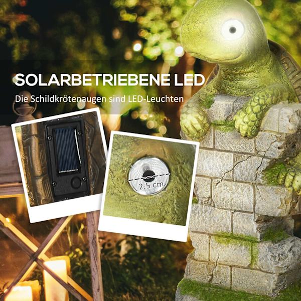 Aurinkoinen Kilpikonnaveistos Led-Aurinkovalolla Puutarhakoriste, 14,5" Ulkona Koristeena Nurmikolle, Puutarhaan, Pihalle