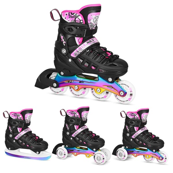 Inline- og skøjter, Pink LED, størrelse M (35-38)