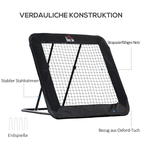 Foldefodboldmål, Fodboldrebounder, Rebound-Væg, Net Til Multisport, 5-Niveau Justerbar, 128X118X108-120 Cm