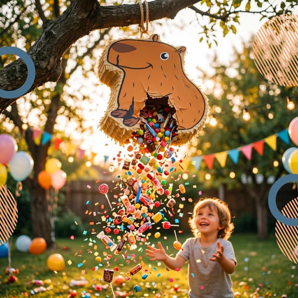 Kapybara Piñata Set, Pinne och Ögonbindel Ingår