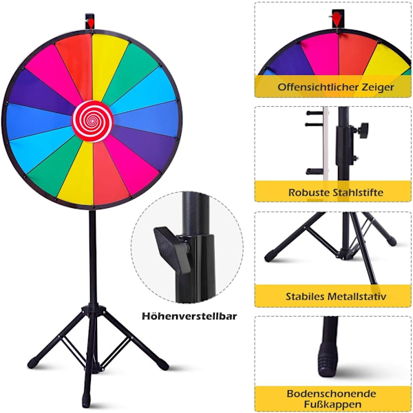 φ 60 cm Wheel of Fortune Legetøj Farvehjulsspil til lotterispil Ordspil 24"