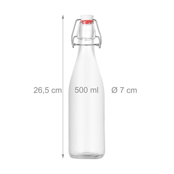 Glasflaskor med klipplock, 6-pack – lufttät försegling, etiketter