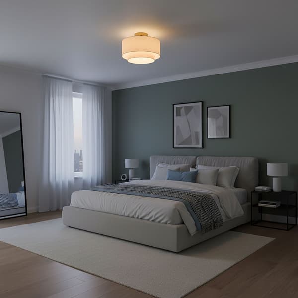 Loftlampe i linned, beige bronze, 24x35 cm