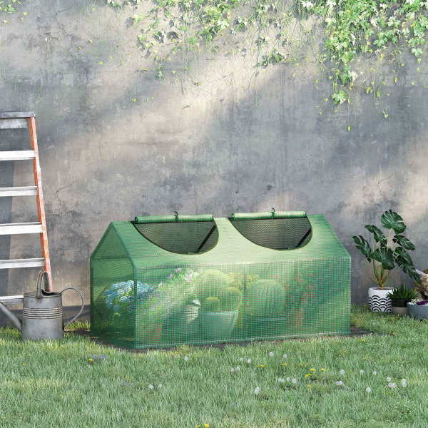 Folie Drivhus Med Vindue, Pe Drivhus, Tomat Hus, Kold Ramme, 120X60X60 Cm, Grøn