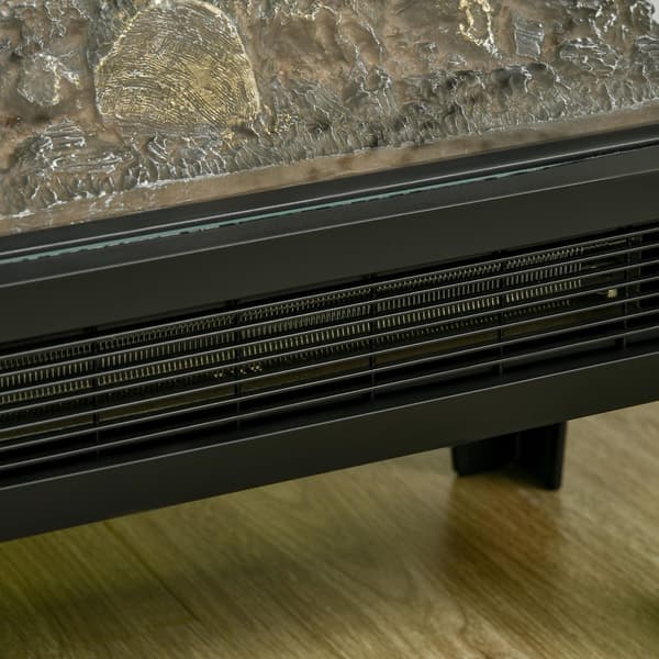 Elektrisk pejs med LED Flamme, 1000/2000W, Sort