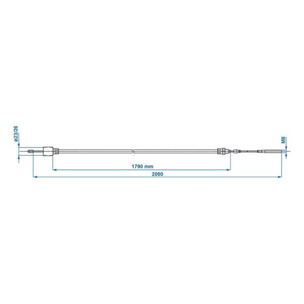 Bremsekabel 1790/2000mm kop Ø26mm velegnet til AL-KO < '97