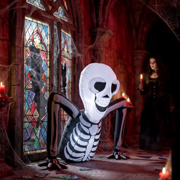 Uppblåsbart Halloween-skelett med LED-ljus, 210T polyester