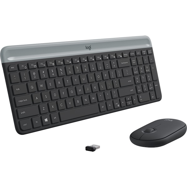 Logitech MK470 Slim - näppäimistö ja hiiri, musta