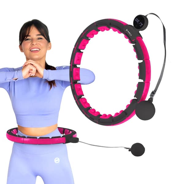 Magnetisk viktad hula-båge, svart/rosa, med disk