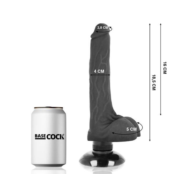 Basecock - Realistic Vibrator 2-1 Sort 18,5 Cm -O- 4 Cm