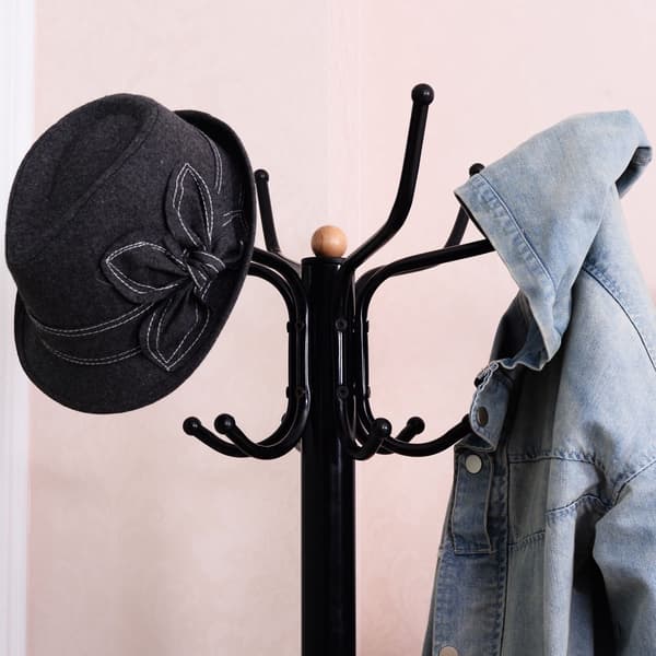 Fritstående metalgarderobe, 12 kroge, 190 cm