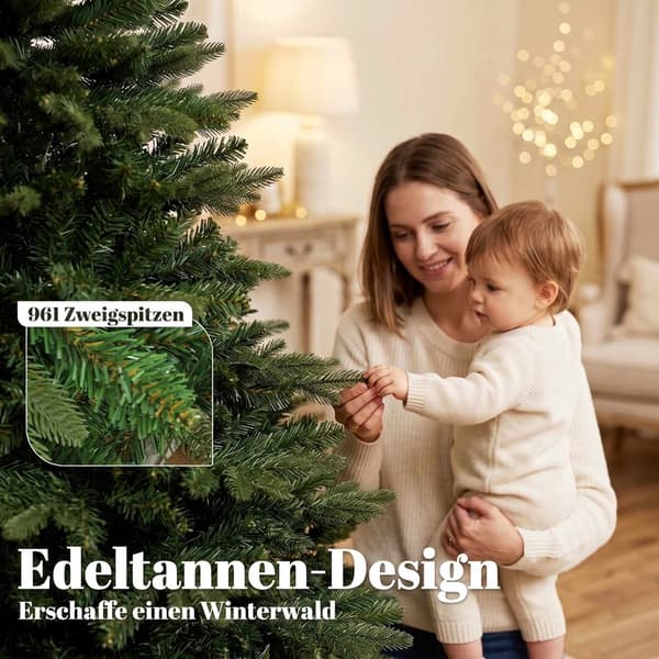 Kunstigt juletræ 180 cm, grønt, foldbart træstativ