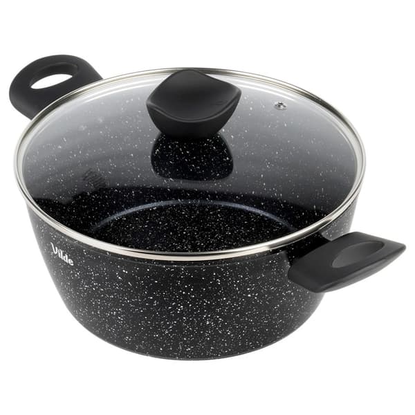 Granitbelagd gryta med glaslock, 24 cm, 3,6 L