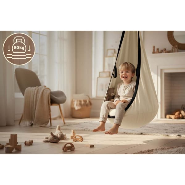Hängande barngunga med kudde, max 80 kg, beige, maskintvättbar
