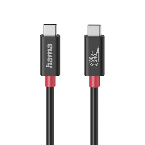 HAMA Kabel USB-C USB 4.0 Gen4 80 Gbit/s 240W 1.0m Sort