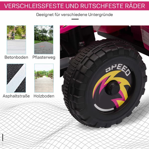 6V Elfyrhjuling för barn, Rosa, Ålder 1,5-3, Upp till 20 kg