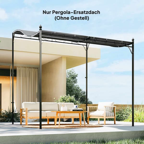 Pergola udskiftningsmarkise, 3x3m, mørkegrå, polyester