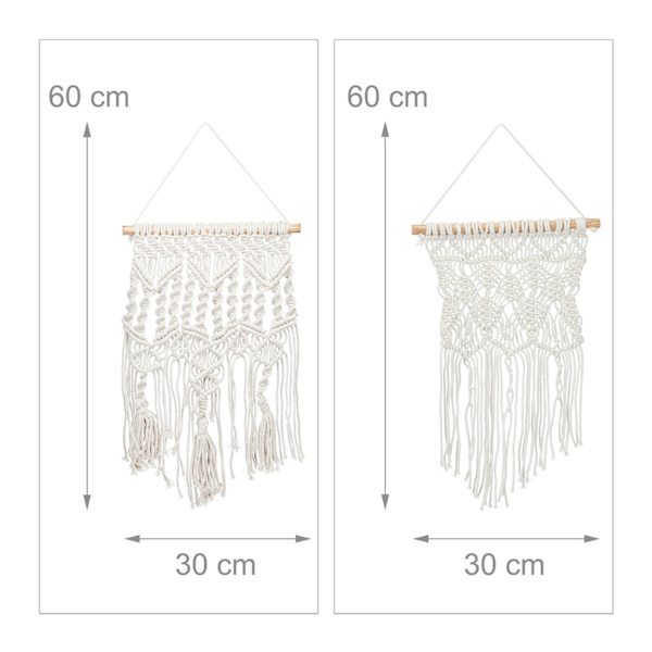 2 kpl Macramé-seinävaatteita