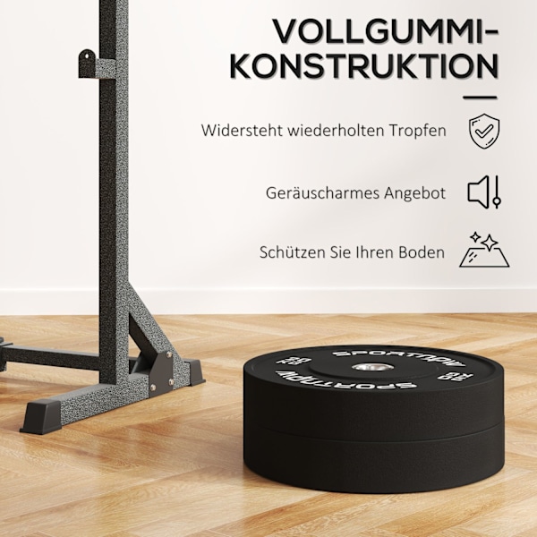 Sæt med 2 håndvægte, 2 x 20 kg vægte, vægtpladesæt, vægtskiver til 5 cm håndvægtstang, Ø 50 mm boring, sort