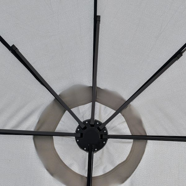 Aurinkovarjo Led-Aurinkoenergialla 4,5 M Double Aurinkovarjo Puutarha Sateenvarjo Market Sateenvarjo Patio Sateenvarjo Ovaali Vaaleanharmaa + Musta