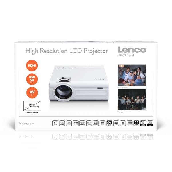 LCD-projektor med hög upplösning, stöder Full HD 1080P innehåll Vit
