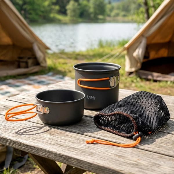 Campingkokkärlsset, aluminium, 3-delars, 800/450ml