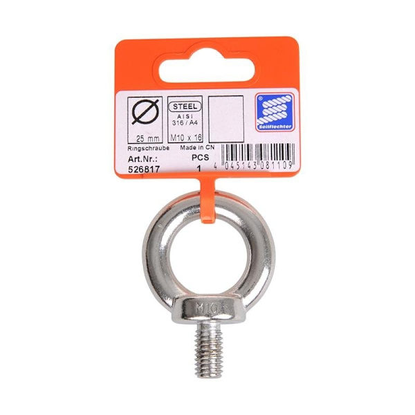 Ringbult M10. A4 RVS AISI 316